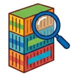 Gekleurde-containerstack-met-vergrootglas